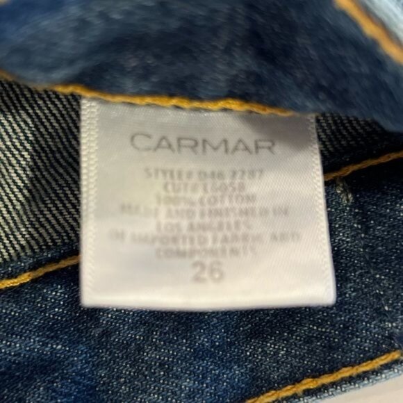 Carmar patchwork jeans size 26 waist boutique jeans distressed knee frayed - Picture 9 of 13